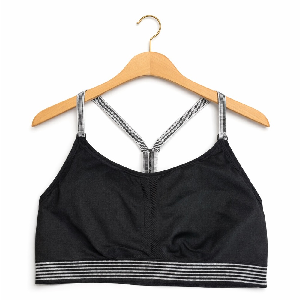 VSX Victoria’s Secret Black Sports Bra Strappy Racerback Medium Athletic Gym